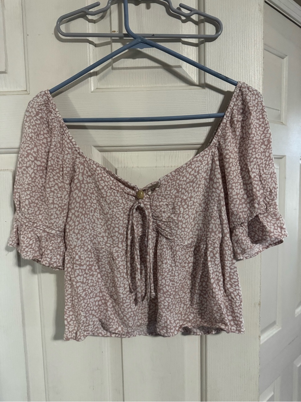 URBAN Romantics Dusty Pink Tie-Front Crop Top
